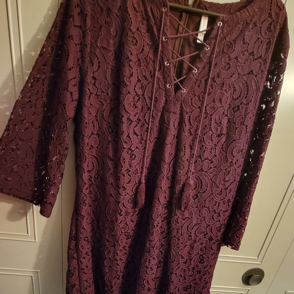 Womens maroon lace dress